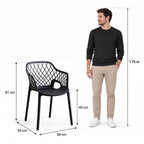 Silla con Brazos Casablanca, Negro, con Espaldar en Diamantes y Estilo Moderno - imagen 4