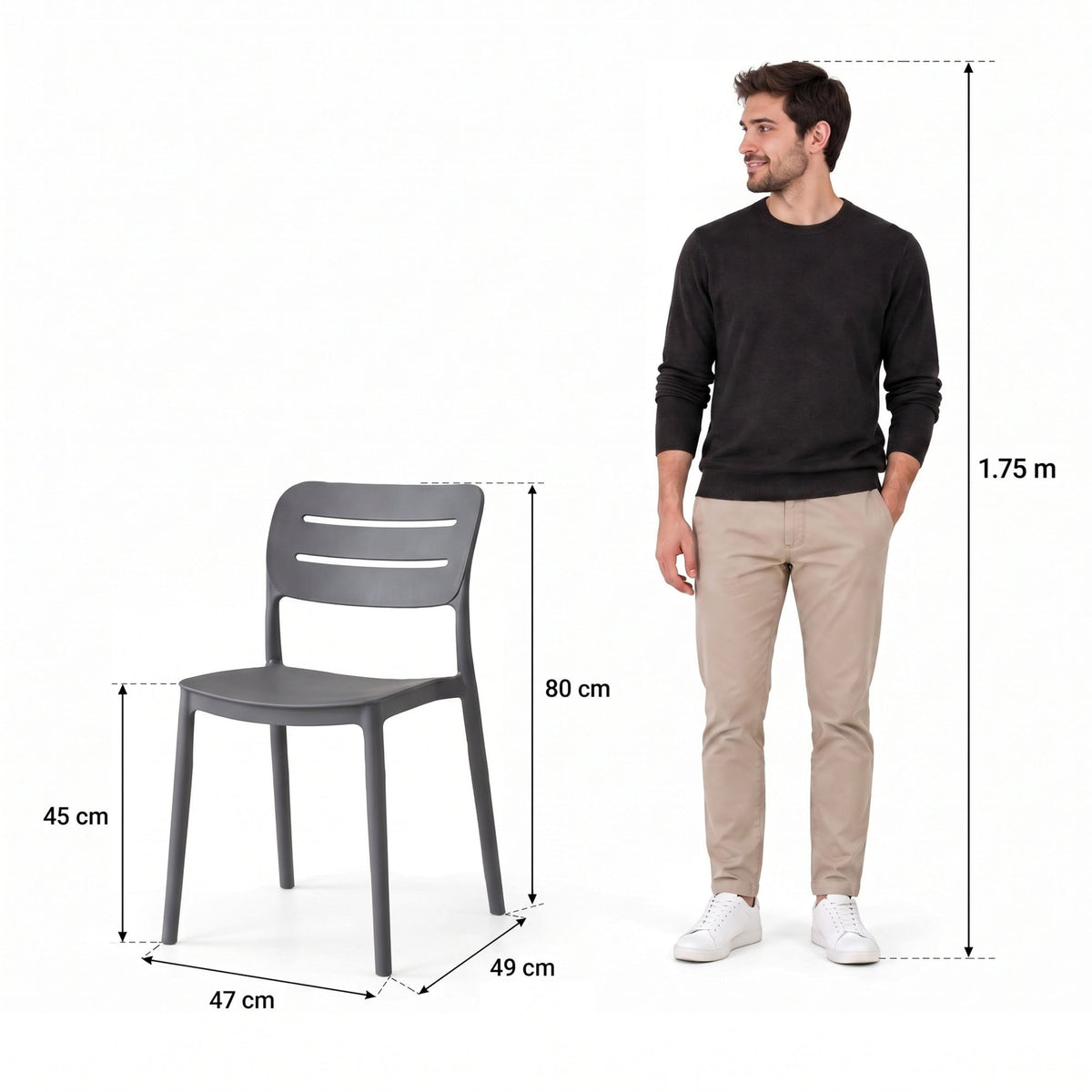 Silla Harriman, Gris Oscuro, con Medio Espaldar y Diseño Minimalista - imagen 4