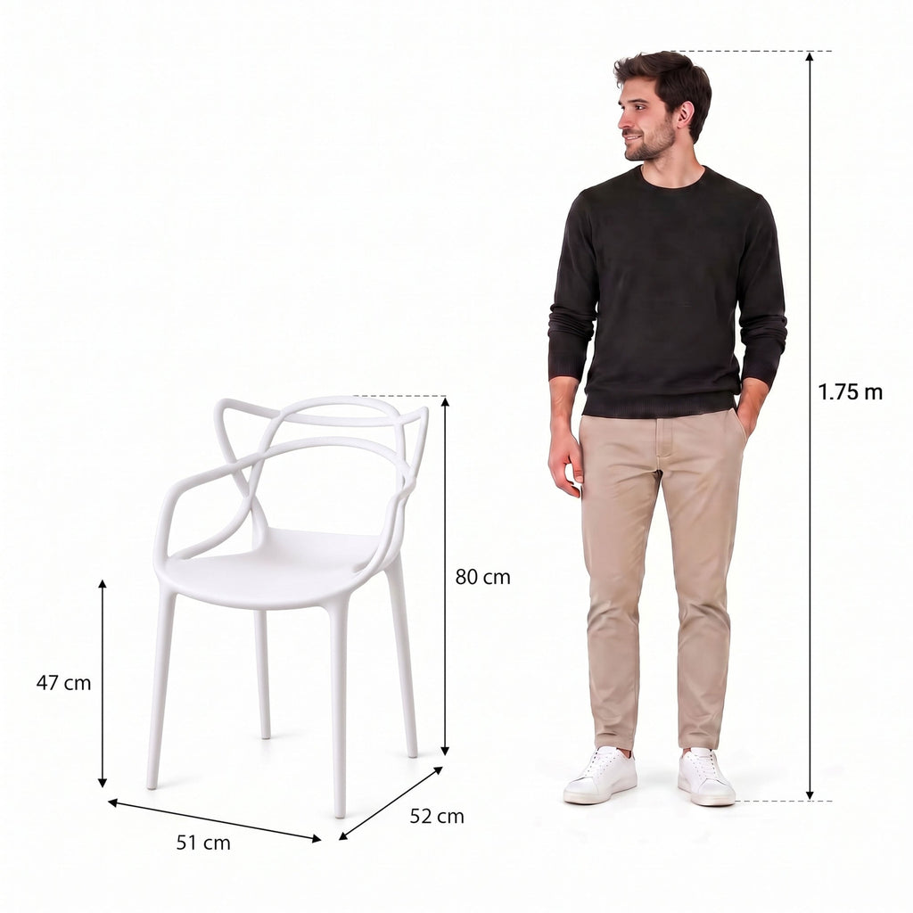 Silla Palermo, Color Blanco, con Espaldar y Diseño Moderno - imagen 4