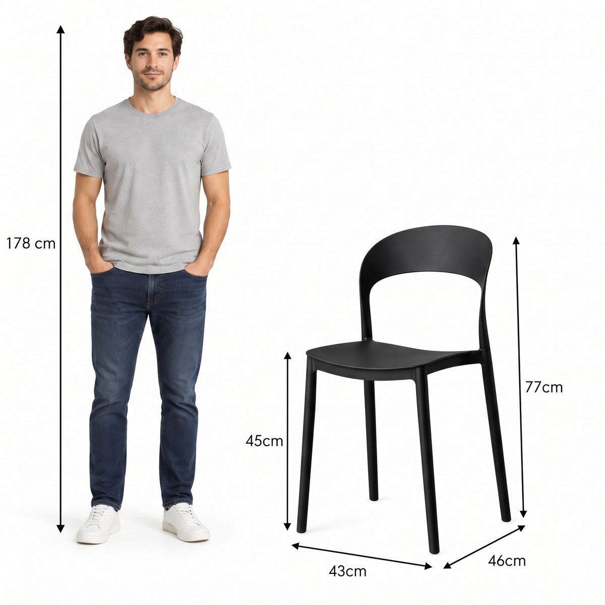 Silla Patrick, Color Negro, con Espaldar y Diseño Moderno - imagen 4