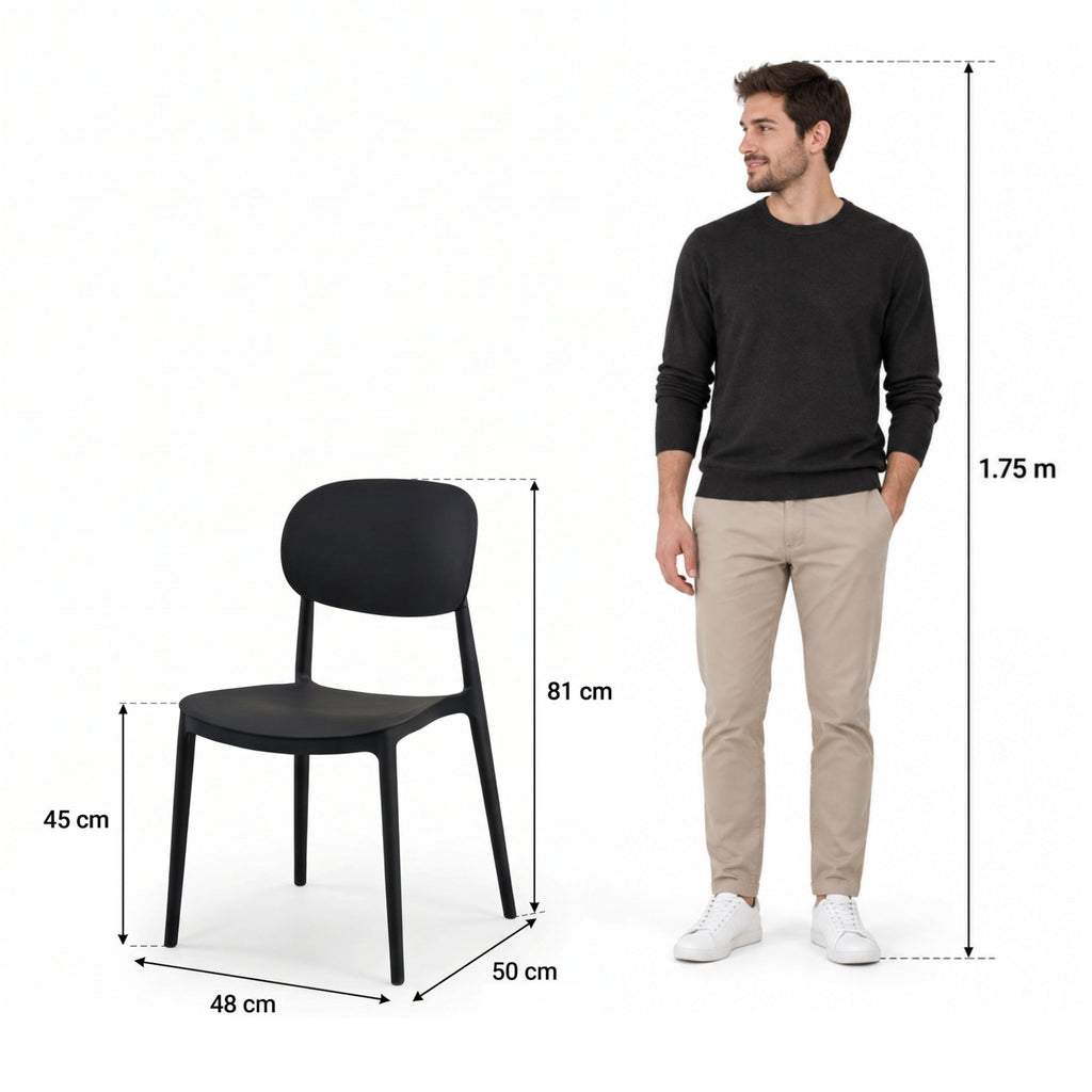 Silla Milán, Color Negro, con Espaldar y Diseño Moderno - imagen 4