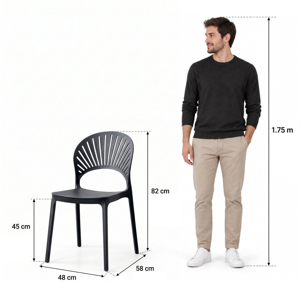 Silla Paraíso, Color Negro, con Espaldar y Diseño Moderno - imagen 4