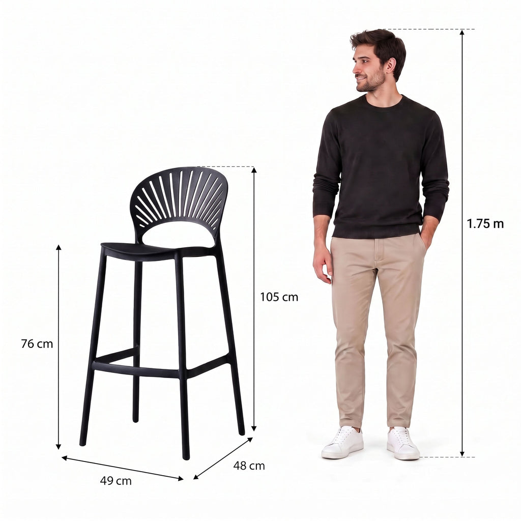 Silla para Bar Paraíso, Color Negro, Diseño Moderno - imagen 4