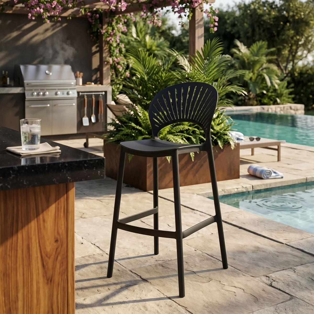 Silla para Bar Paraíso, Color Negro, Diseño Moderno - imagen 3