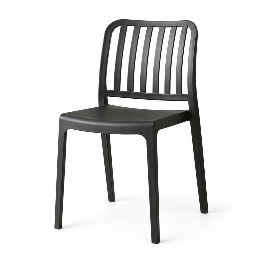 Silla Brooklyn, Negro, con Espaldar en Rayas y Diseño Minimalista - imagen 1