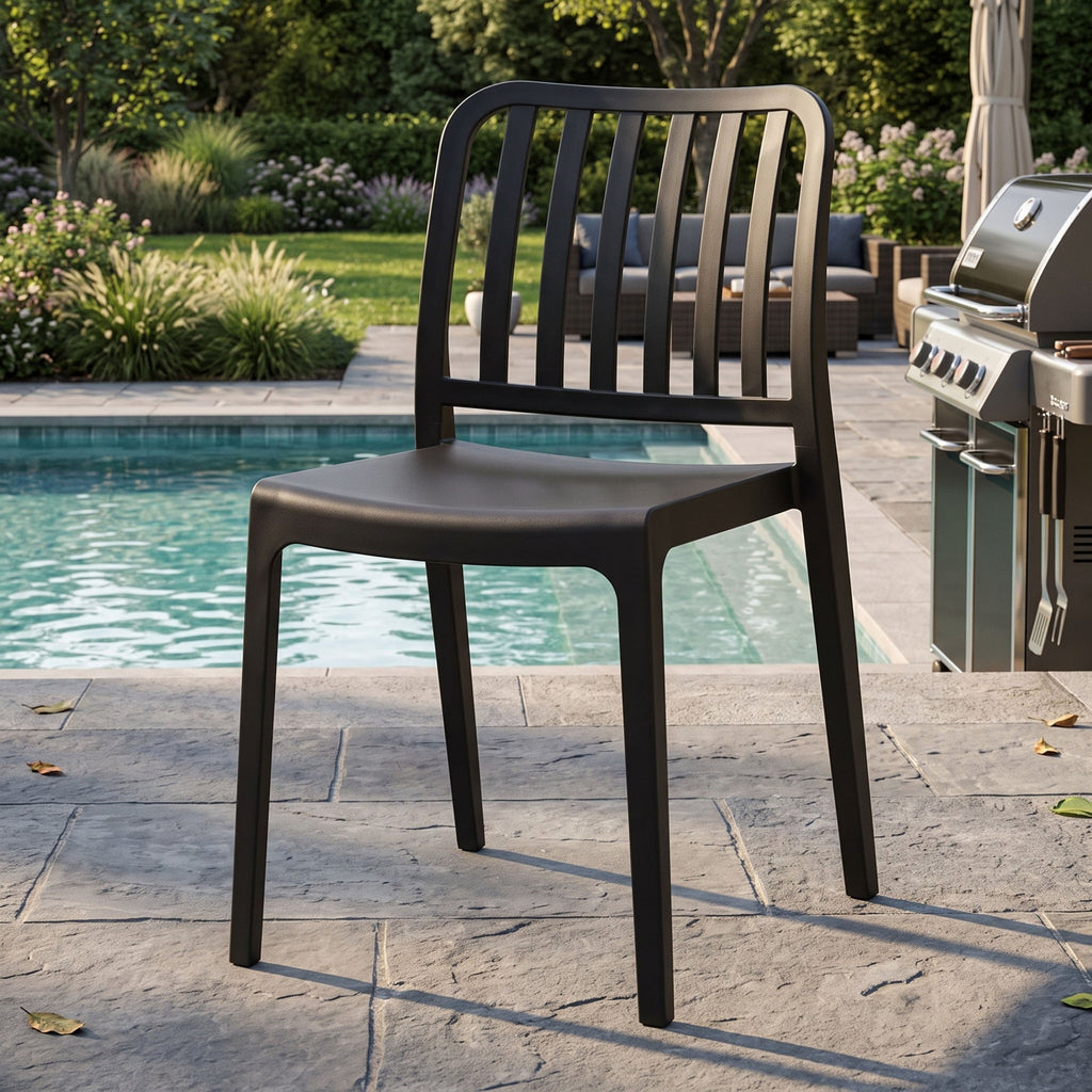 Silla Brooklyn, Negro, con Espaldar en Rayas y Diseño Minimalista - imagen 3