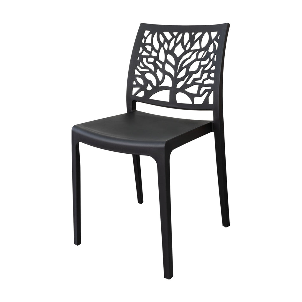 Silla Harlem, Negro, con Espaldar en Forma de Árbol y Diseño Minimalista - imagen 1