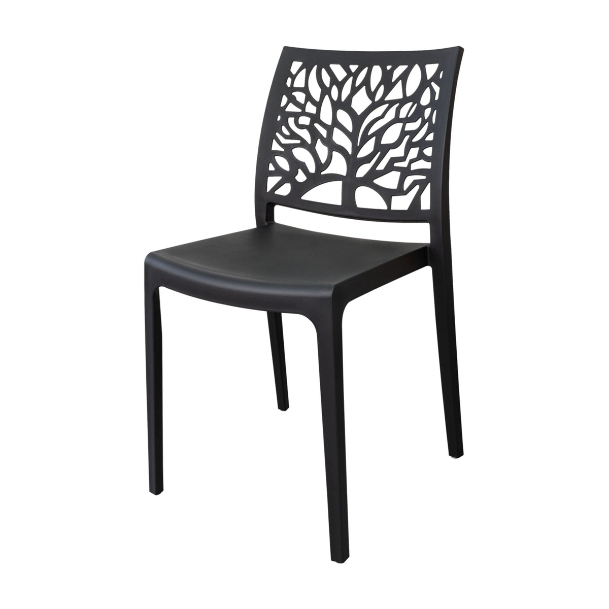 Silla Harlem, Negro, con Espaldar en Forma de Árbol y Diseño Minimalista - imagen 1