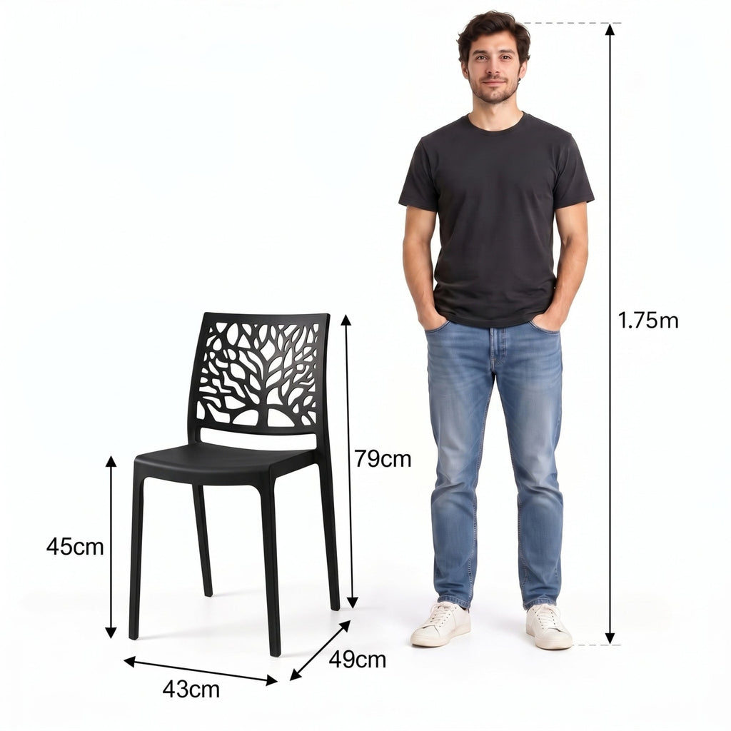 Silla Harlem, Negro, con Espaldar en Forma de Árbol y Diseño Minimalista - imagen 4