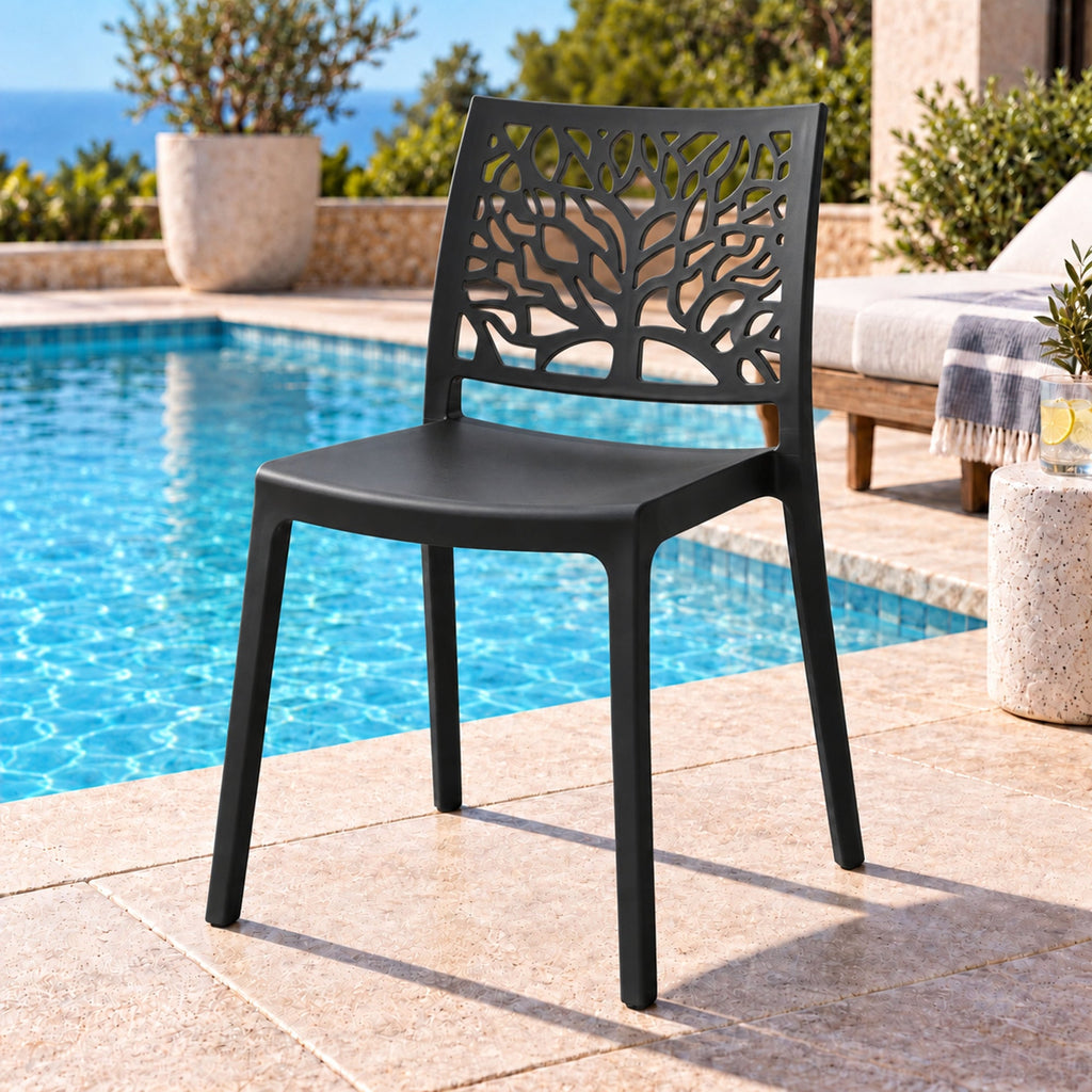 Silla Harlem, Negro, con Espaldar en Forma de Árbol y Diseño Minimalista - imagen 3