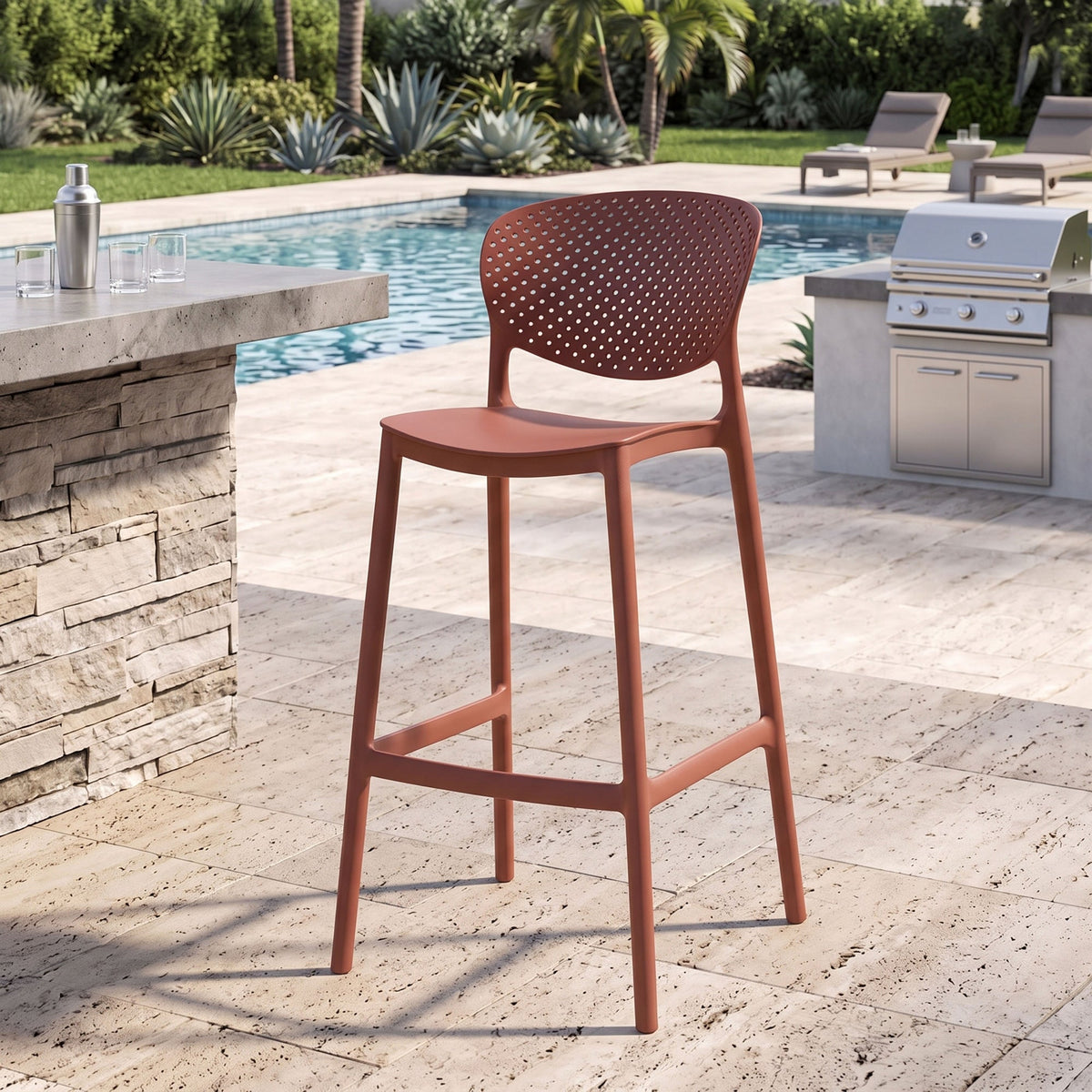 Silla para Bar Río, Color Terracota, Diseño Moderno - imagen 3
