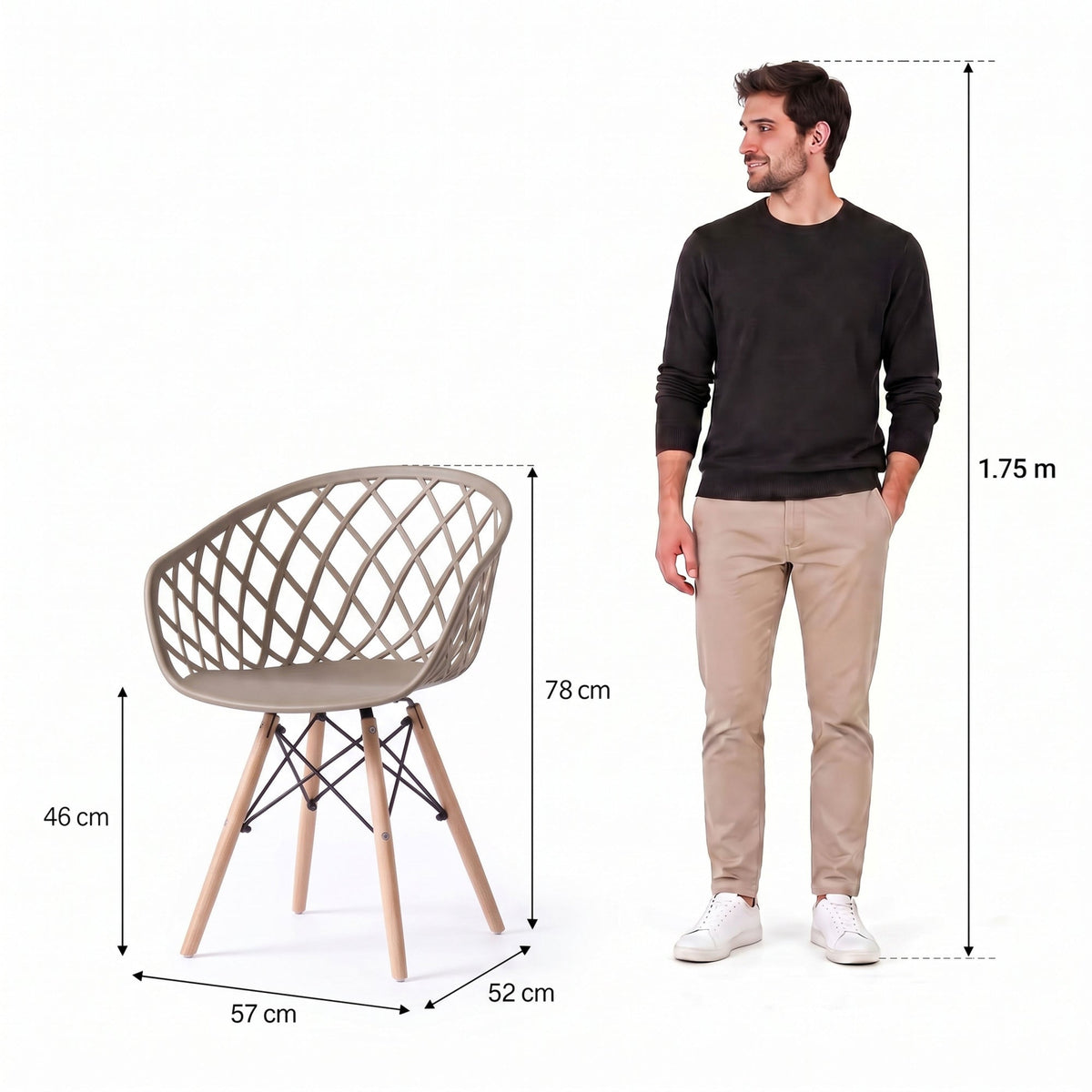 Silla Oasis con Brazos, Color Taupe, con Espaldar - imagen 4