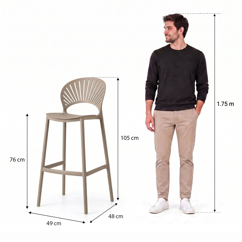 Silla para Bar Paraíso, Color Taupe, Diseño Moderno - imagen 4