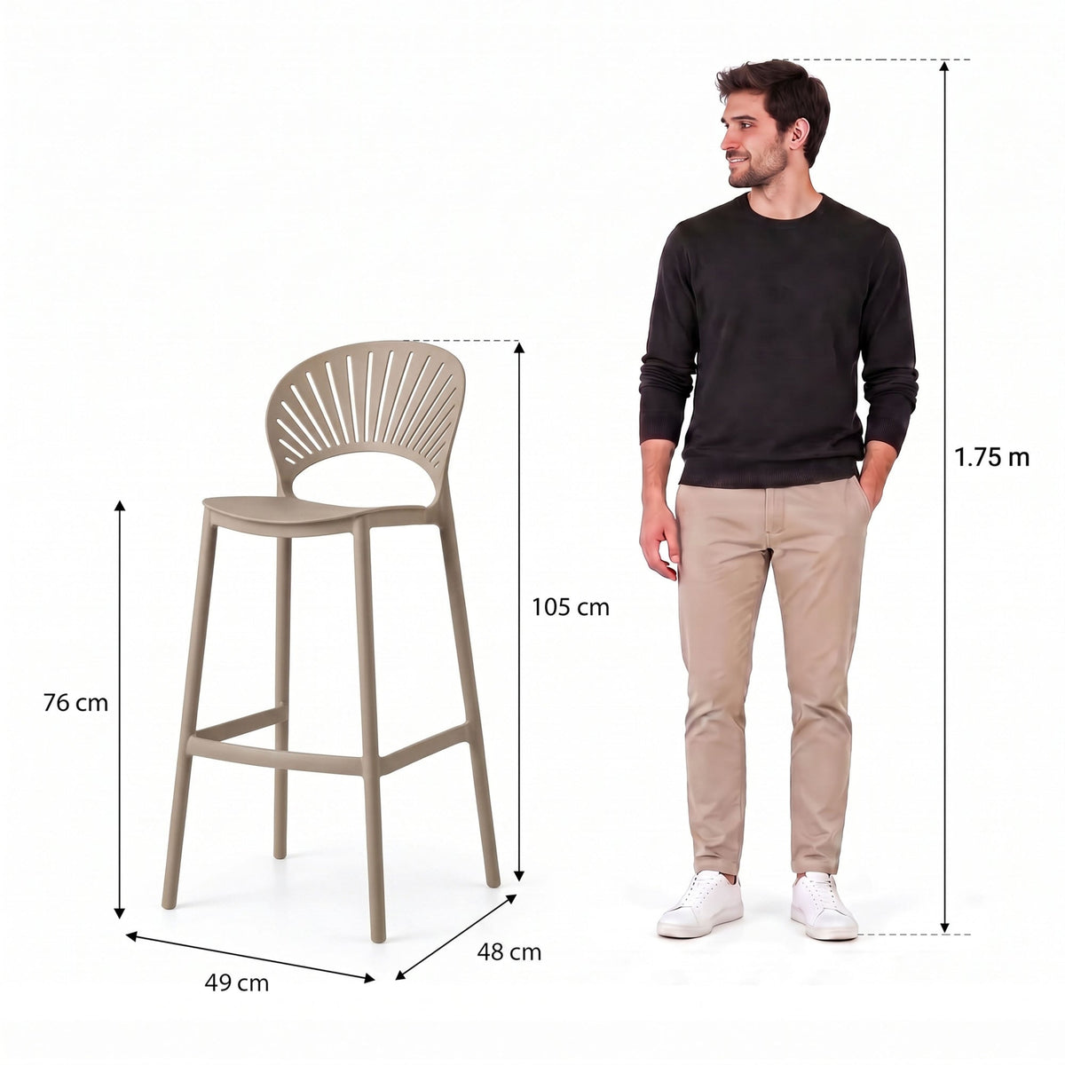 Silla para Bar Paraíso, Color Taupe, Diseño Moderno - imagen 4
