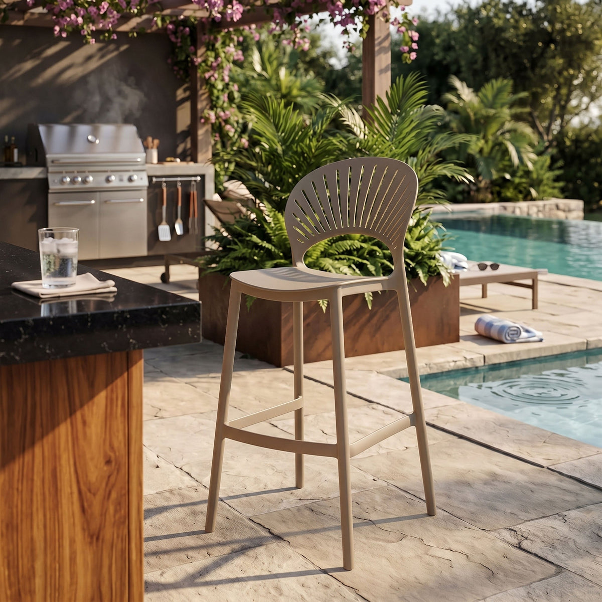 Silla para Bar Paraíso, Color Taupe, Diseño Moderno - imagen 3