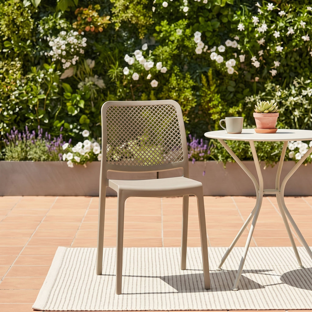 Silla Manhattan, Taupe, con Espaldar en Rejilla y Diseño Minimalista - imagen 3
