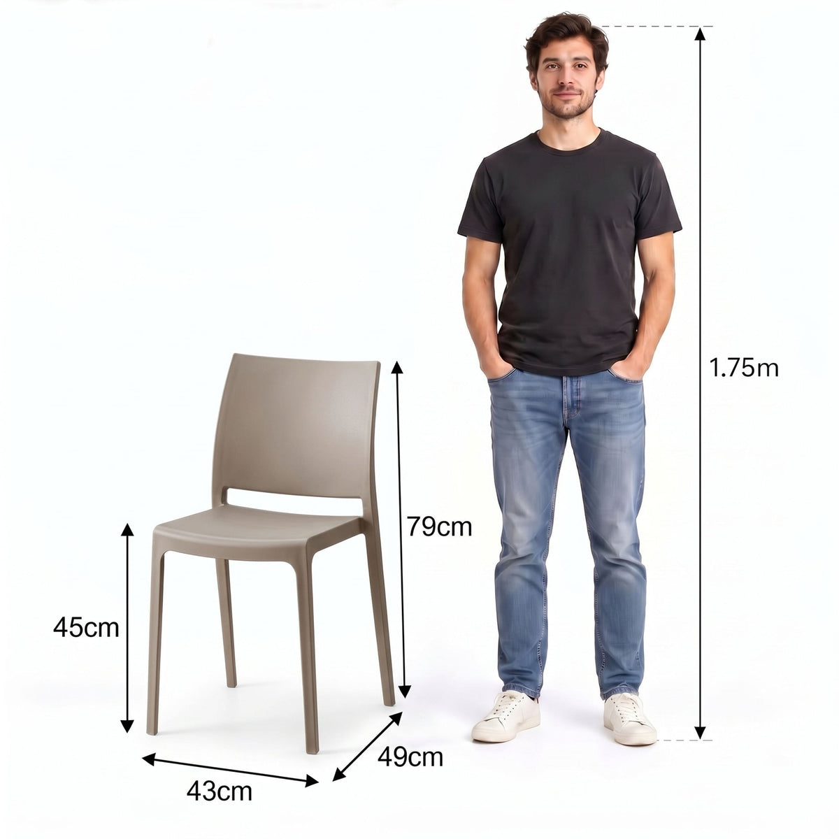 Silla Soho, Taupe, con Espaldar Cerrado y Diseño Minimalista - imagen 4