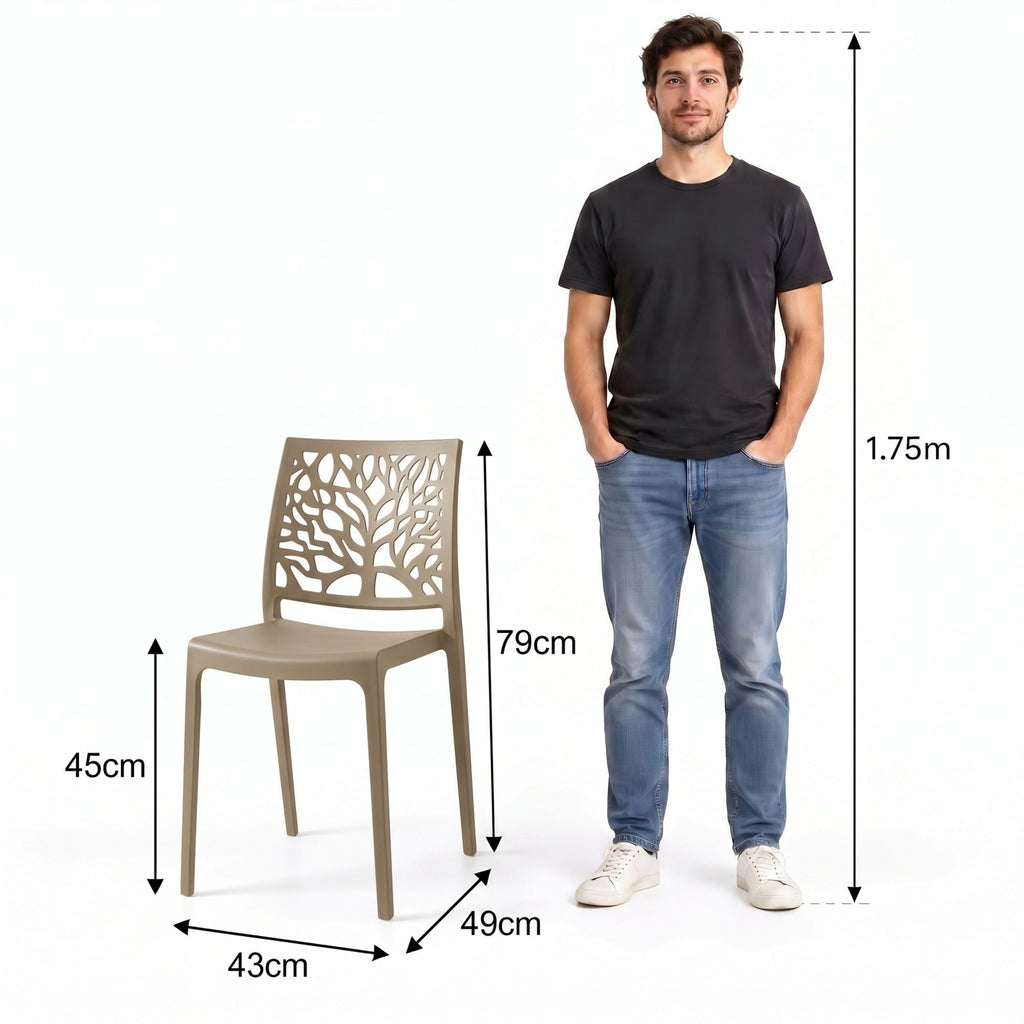Silla Harlem, Taupe, con Espaldar en Forma de Árbol y Diseño Minimalista - imagen 4
