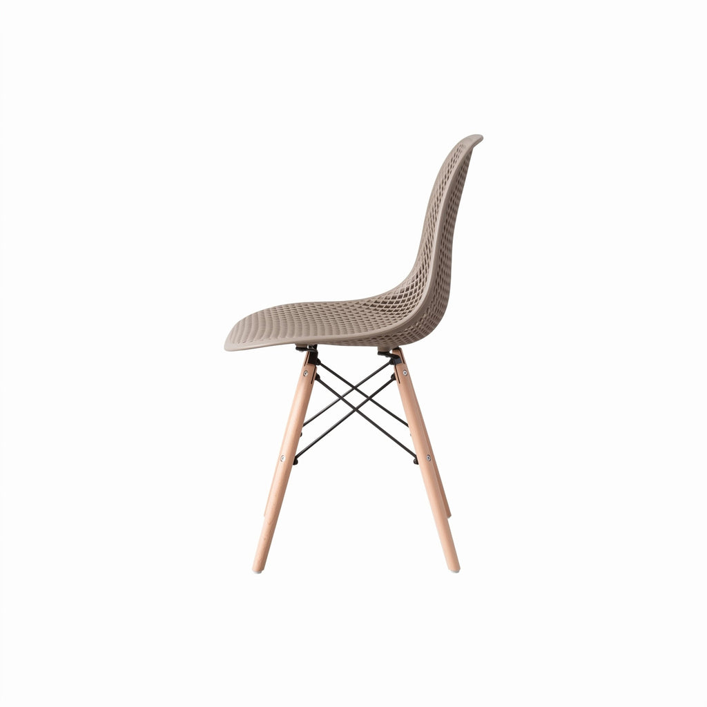 Silla Aira, Color Taupe, con Espaldar y Patas en Madera - imagen 2