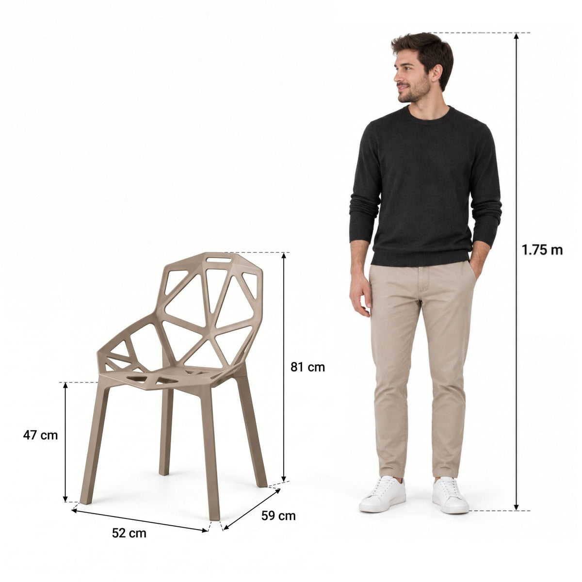 Silla Roxy, Color Taupe, con Espaldar y Diseño Moderno - imagen 4