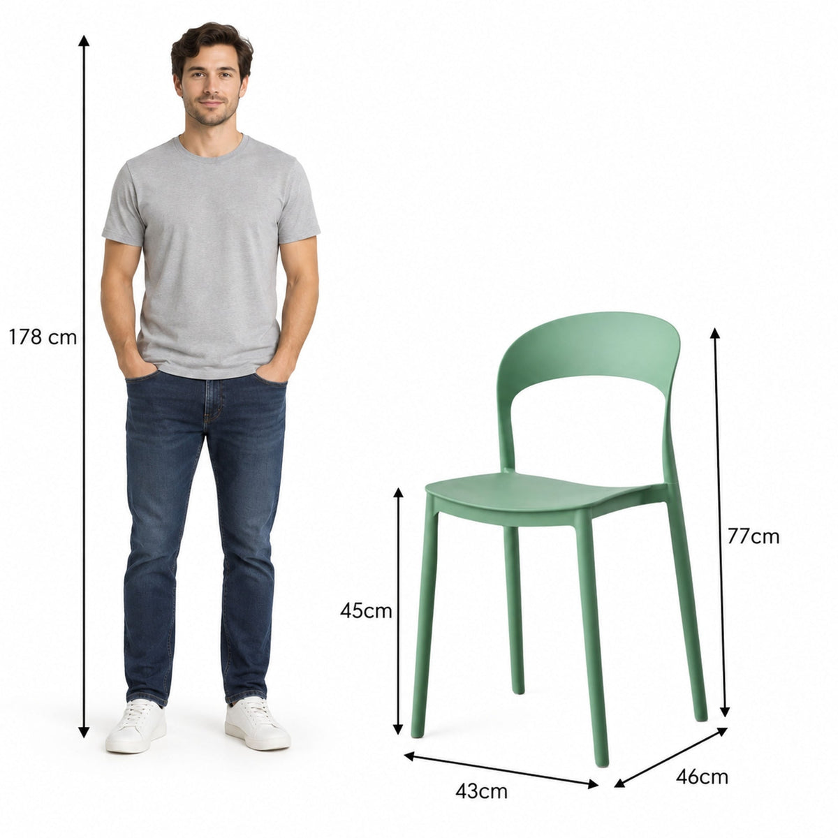 Silla Patrick, Color Verde Oliva, con Espaldar y Diseño Moderno - imagen 4