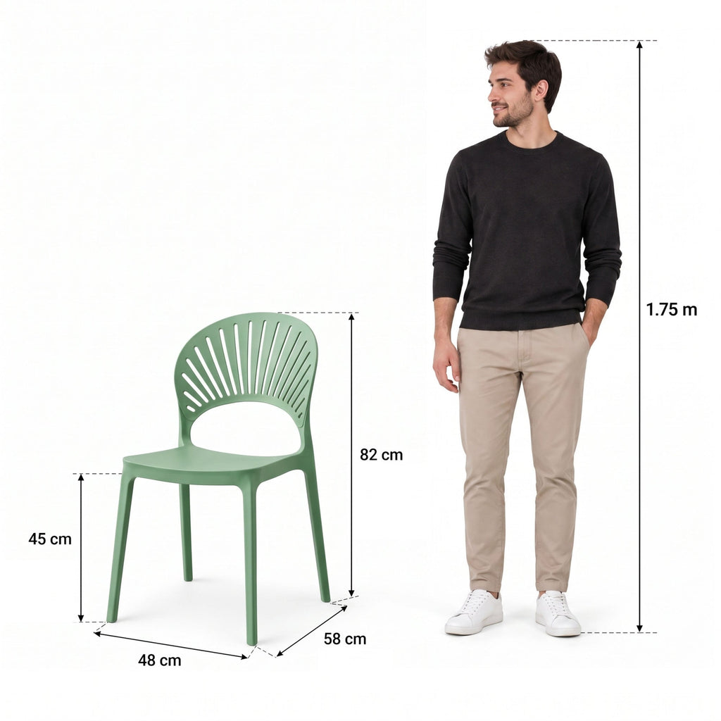 Silla Paraíso, Color Verde Oliva, con Espaldar y Diseño Moderno - imagen 4
