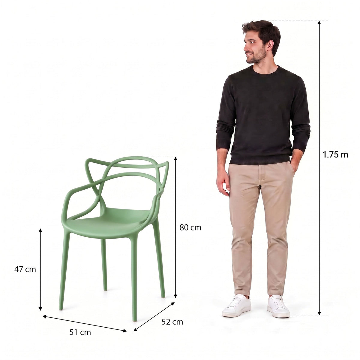 Silla Palermo, Color Verde, con Espaldar y Diseño Moderno - imagen 4