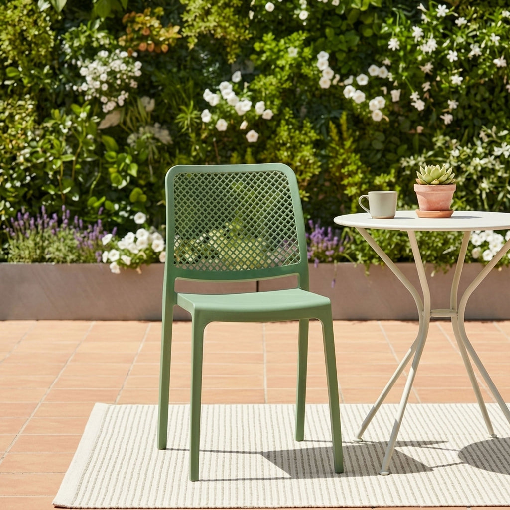 Silla Manhattan, Verde Olivo, con Espaldar en Rejilla y Diseño Minimalista - imagen 3