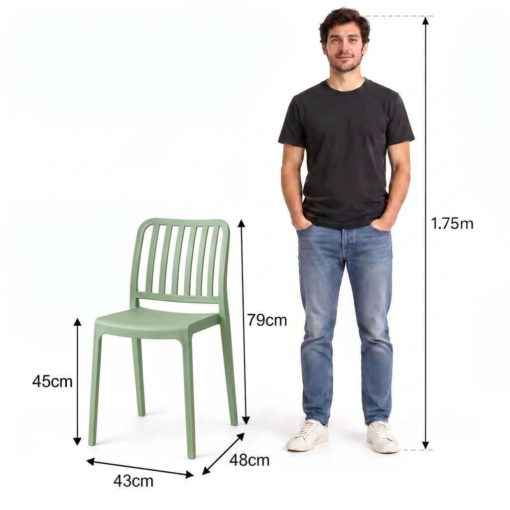 Silla Brooklyn, Verde, con Espaldar en Rayas y Diseño Minimalista - imagen 4