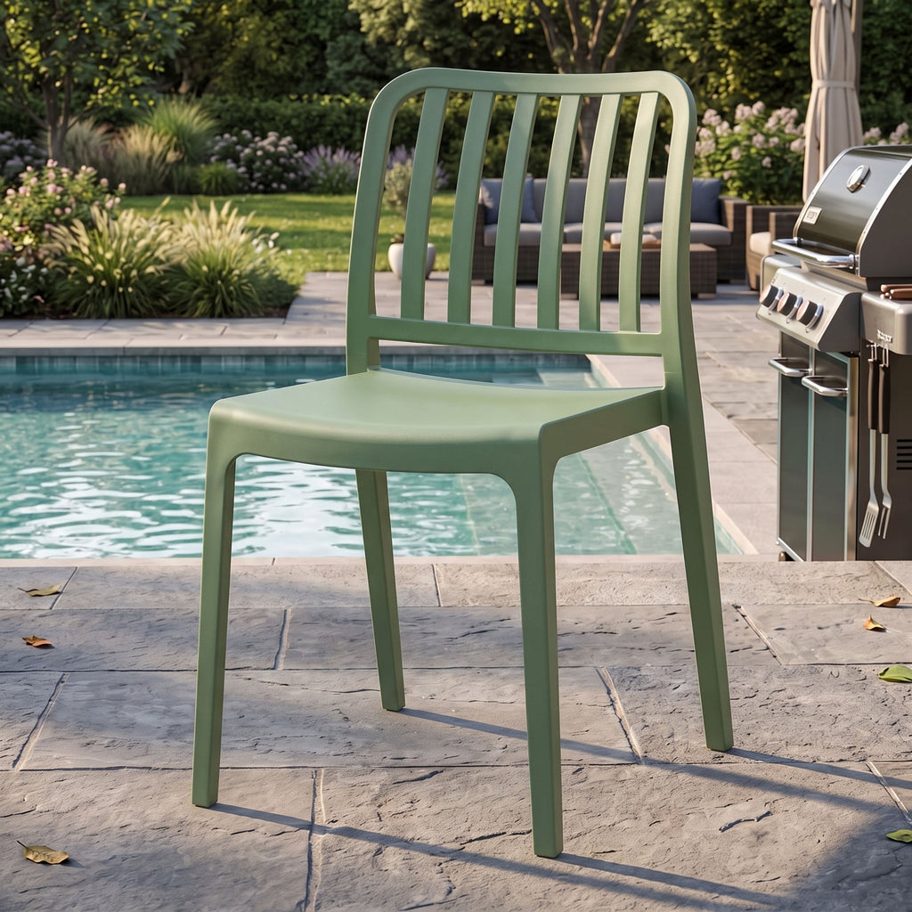 Silla Brooklyn, Verde, con Espaldar en Rayas y Diseño Minimalista - imagen 3