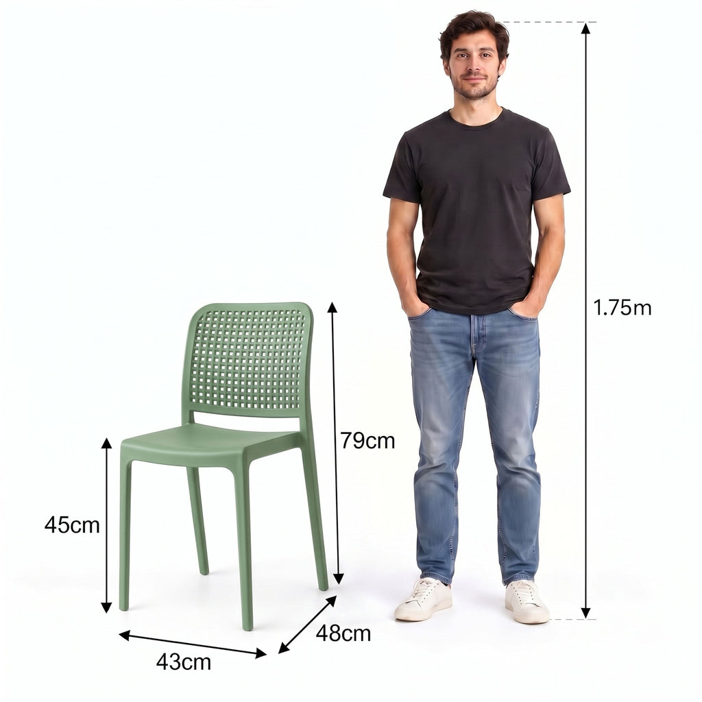 Silla Bronx, Verde, con Espaldar en Cuadrados y Diseño Minimalista - imagen 4