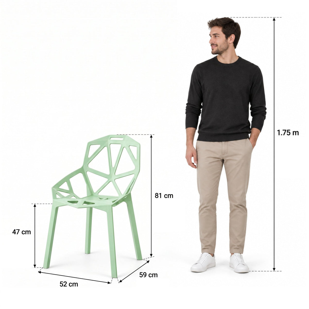 Silla Roxy, Color Verde, con Espaldar y Diseño Moderno - imagen 4