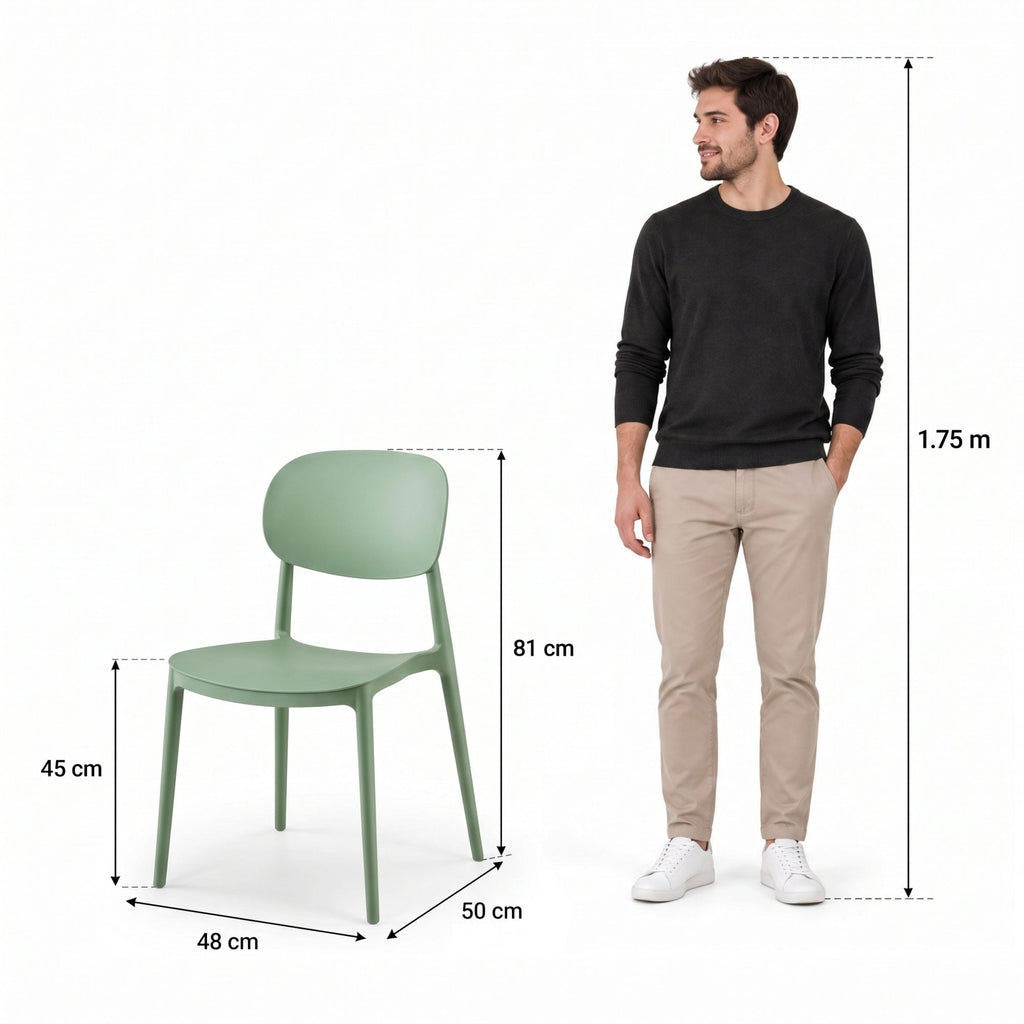 Silla Milán, Color Verde, con Espaldar y Diseño Moderno - imagen 4