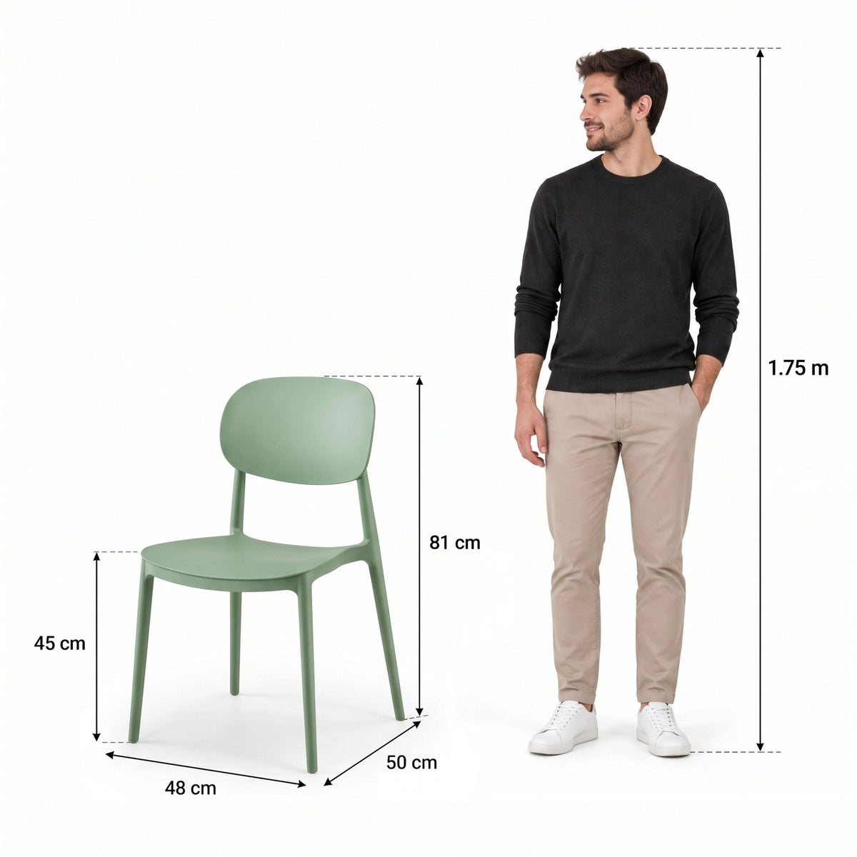 Silla Milán, Color Verde, con Espaldar y Diseño Moderno - imagen 4