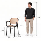 Silla con Brazos Nest, Color Negro y Beige, con Espaldar y Asiento en Rejilla - imagen 4