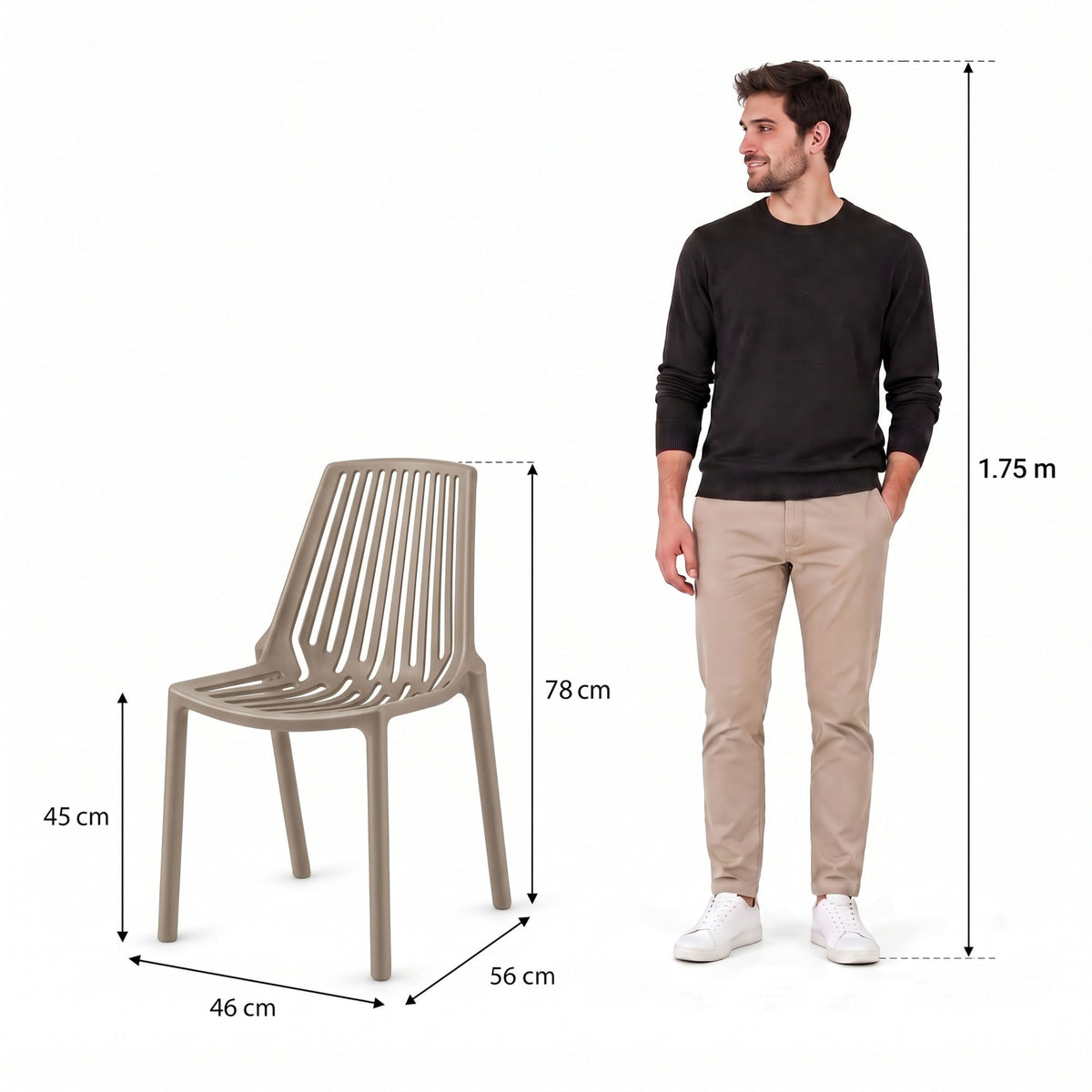 Silla Tanger, Taupe, con Espaldar y Diseño Moderno - imagen 4