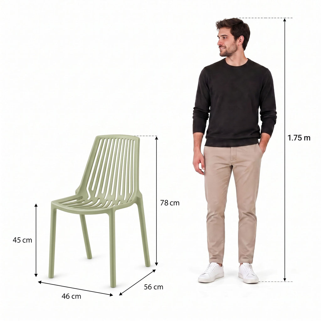 Silla Tanger, Verde Olivo, con espaldar y diseño moderno - imagen 4
