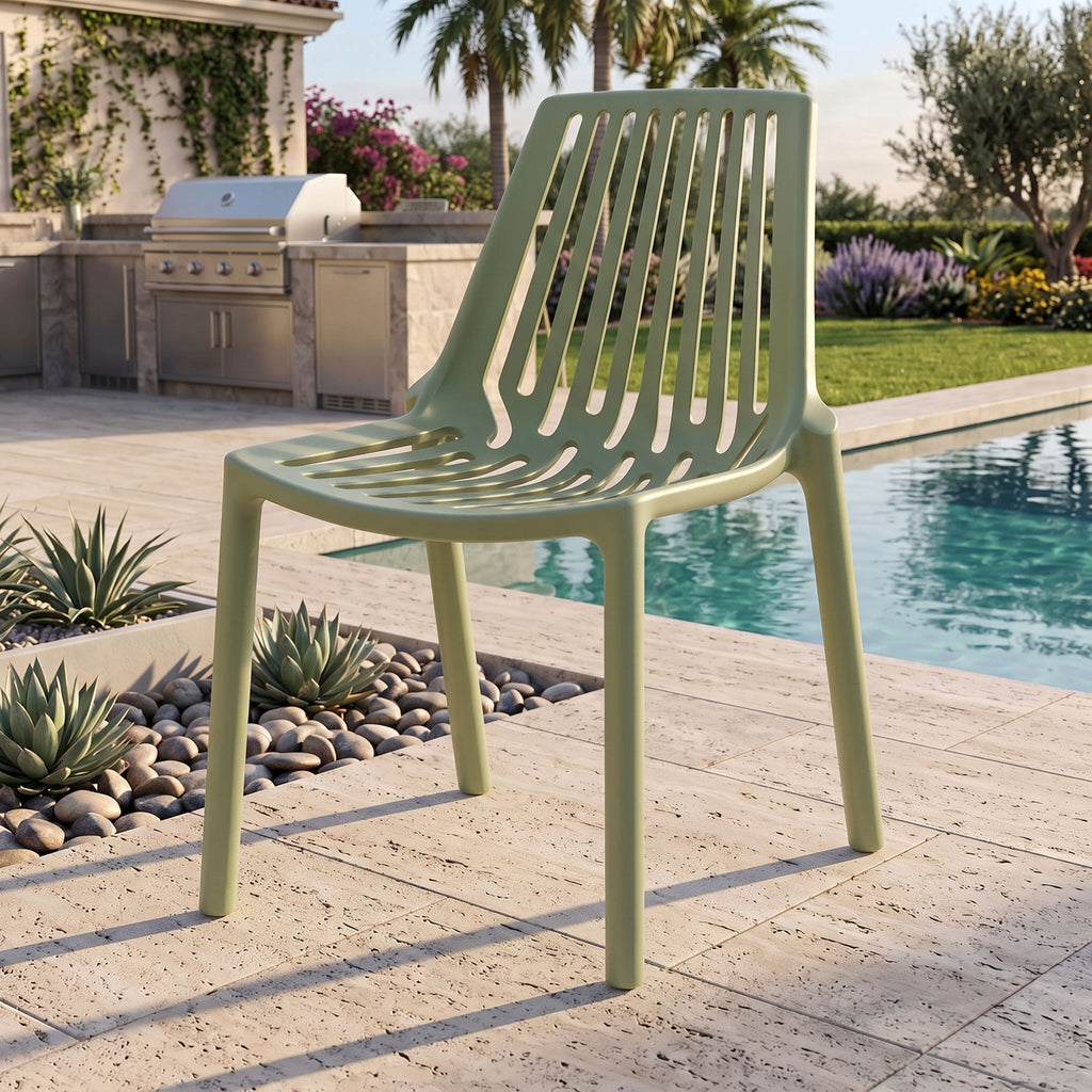 Silla Tanger, Verde Olivo, con espaldar y diseño moderno - imagen 3