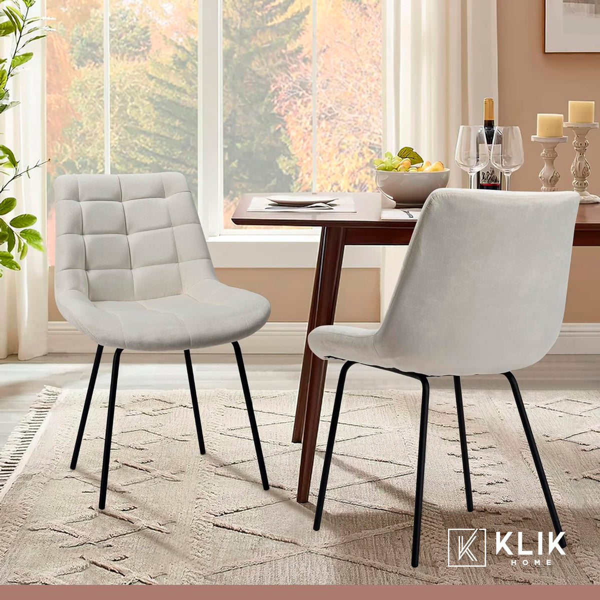 Pack de 4 Sillas Macron Terciopelo - Beige para el hogar, disponible en Mons