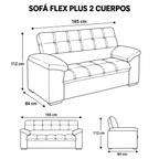 Mons Sofá Flex Plus 2 Cuerpos Platinum Café