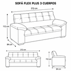 Mons Sofá Flex Plus 3 Cuerpos Platinum Café
