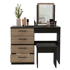 Mueble de Tocador Kaia, Wengue y Miel, con cuatro amplios cajones organizadores y una banqueta - vista 5