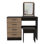 Mueble de Tocador Kaia, Wengue y Miel, con cuatro amplios cajones organizadores y una banqueta - vista 6