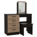 Mueble de Tocador Kaia, Wengue y Miel, con cuatro amplios cajones organizadores y una banqueta - vista 1