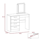 Mueble de Tocador Kaia, Wengue y Miel, con cuatro amplios cajones organizadores y una banqueta - vista 9