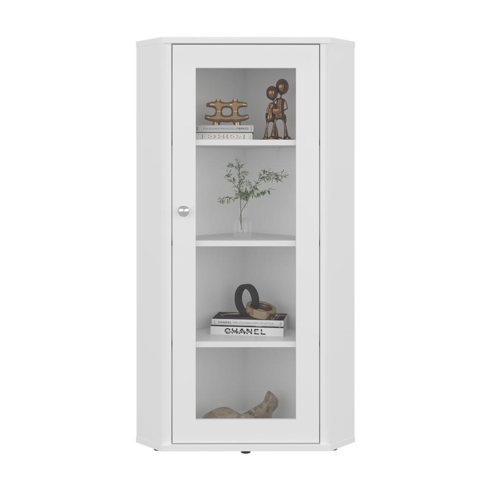 Vitrina Esquinera Genova Una Puerta Vidrio, Blanco - vista 3