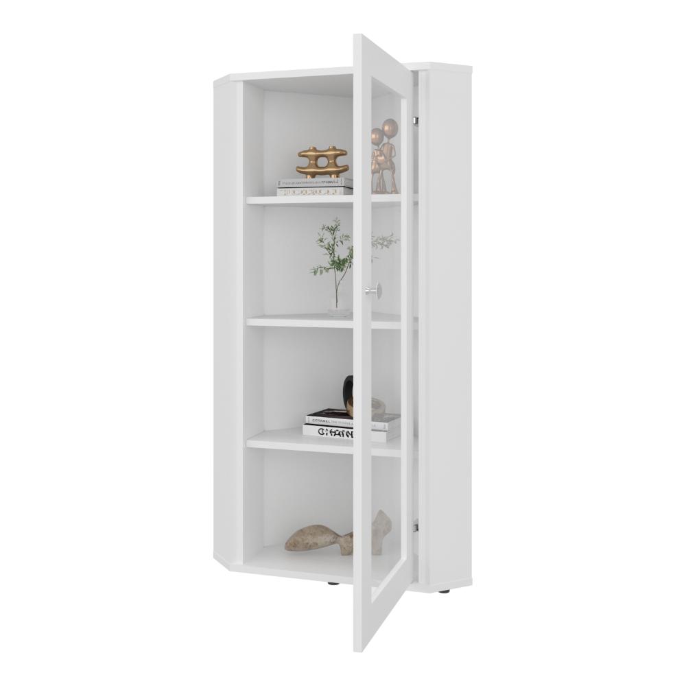 Vitrina Esquinera Genova Una Puerta Vidrio, Blanco - vista 5