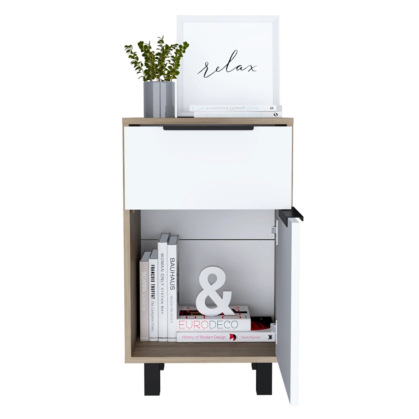 Velador Kaia Z-41 1 Cajon / 1 Puerta - Miel / Blanco