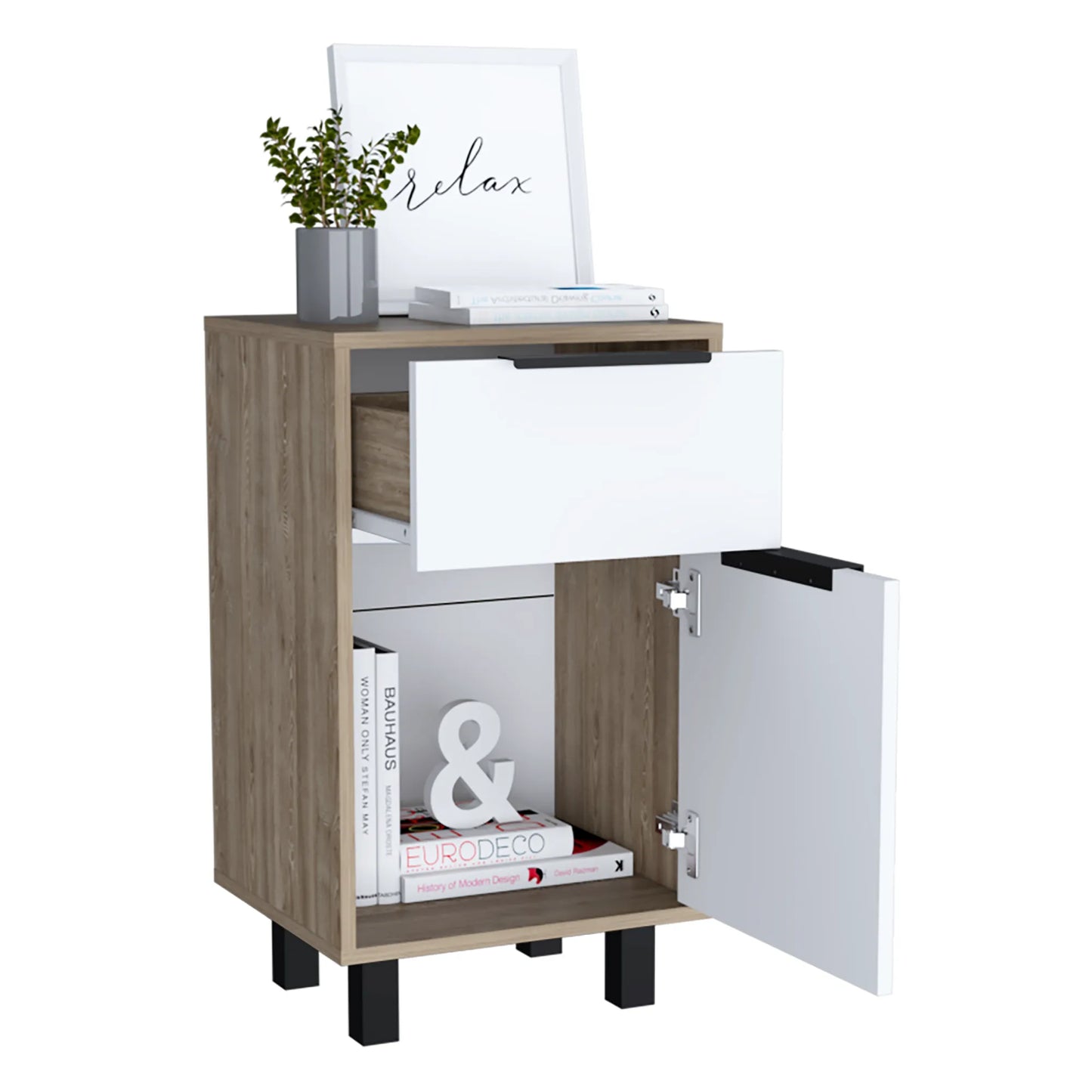 Velador Kaia Z-41 1 Cajon / 1 Puerta - Miel / Blanco