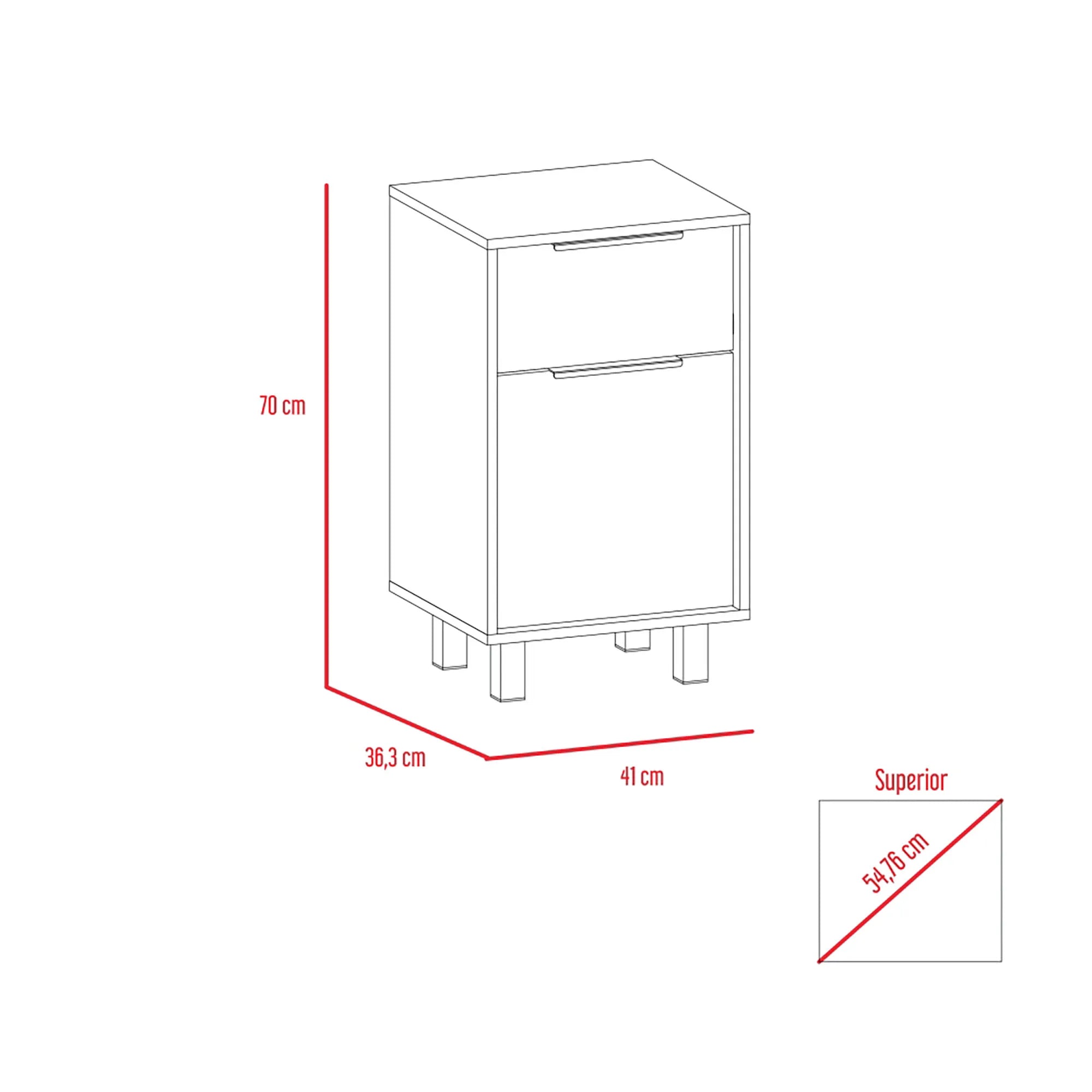 Velador Kaia Z-41 1 Cajon / 1 Puerta - Miel / Blanco